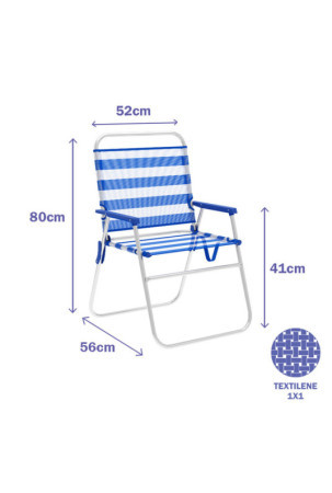 Sulankstoma Kėdė Marbueno Dryžiai Mėlyna Balta 52 x 80 x 56 cm