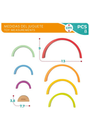 Vaikiška medinė puzlė Woomax Vaivorykštė 8 Dalys 4 vnt.