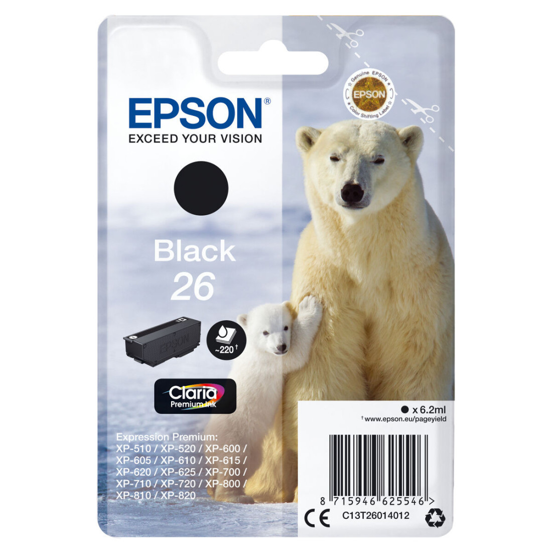 Originali rašalo kasetė Epson C13T26014022 Juoda