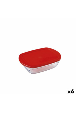 Stačiakampė priešpiečių dėžutė su dangteliu Ô Cuisine Cook & Store Raudona 1,1 L 23 x 15 x 6,5 cm Silikoninis stiklas (6 vnt.)