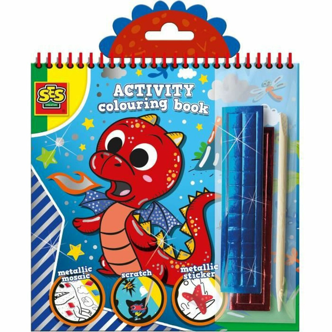 Piešiniai piešimui SES Creative Activity Colouring Book 3 viename Užrašų knygelė