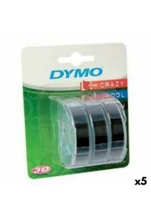 Laminuota juosta etikečių klijavimo aparatams Dymo 84773 9 mm x 3 m Juoda Balta (5 vnt.)