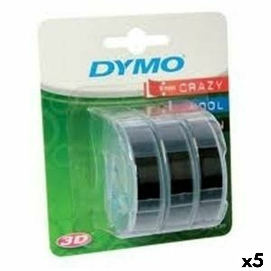 Laminuota juosta etikečių klijavimo aparatams Dymo 84773 9 mm x 3 m Juoda Balta (5 vnt.)