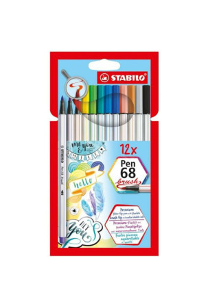 Žymeklių rinkinys Stabilo Pen 68 Brush 12 Dalys Spalvotas