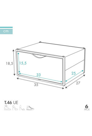 Stackable shoe box Max Home Balta 6 vnt. polipropileno ABS 35 x 18,5 x 27 cm