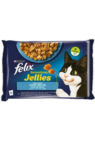 Kačių maistas Purina Felix Sensations Lašišos raudonumo spalva Menkė 4 x 85 g