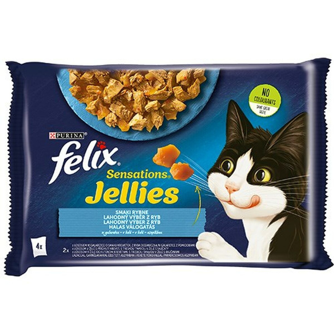 Kačių maistas Purina Felix Sensations Lašišos raudonumo spalva Menkė 4 x 85 g