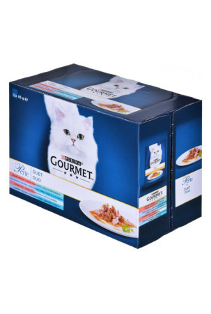 Kačių maistas Purina Gourmet Lašišos raudonumo spalva Tunas Žuvis 12 x 85 g