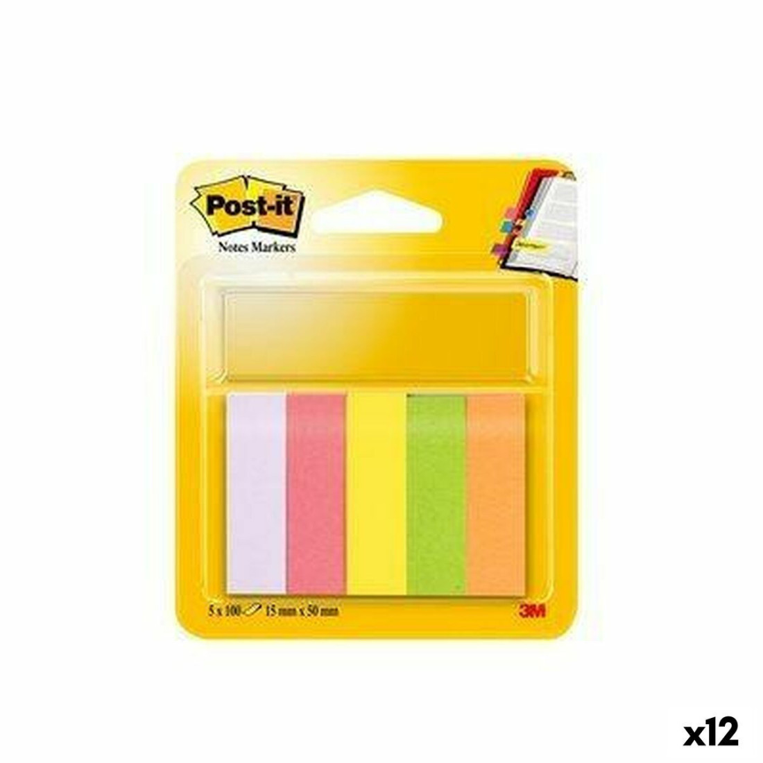 Lipnūs lapeliai Post-it 47,6 x 47,6 mm Spalvotas (12 vnt.)