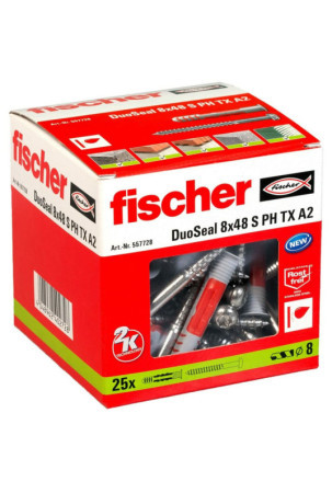 Sieniniai kištukai ir varžtai Fischer DuoSeal 557728 S A2 Neperšlampami Ø 8 x 48 mm