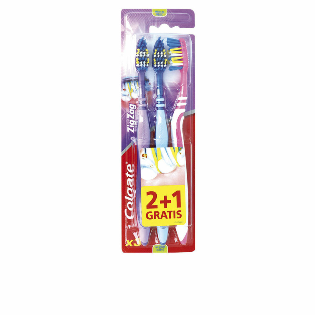 Dantų šepetėlis Colgate Zig Zag Vidutinis 3 Dalys