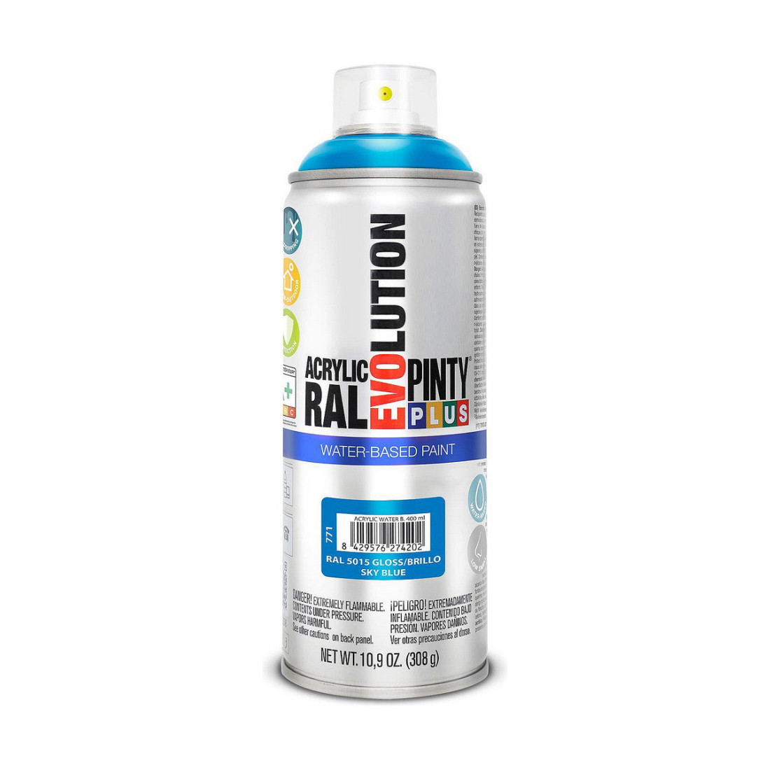 Purškiami dažai Pintyplus Evolution RAL 5015 Vandens pagrindu Sky Blue 400 ml