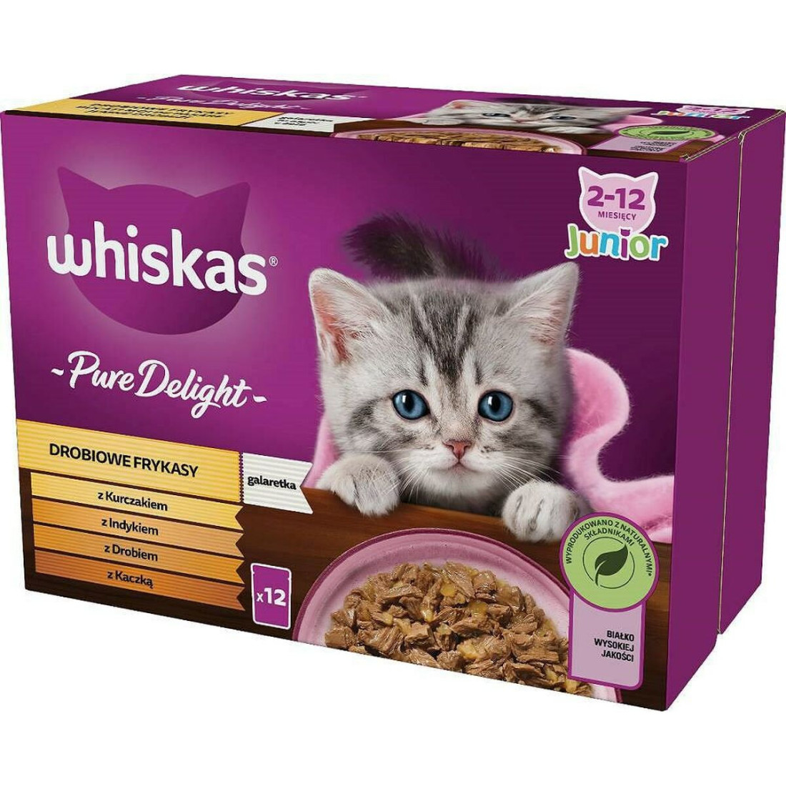 Kačių maistas Whiskas         Višta Turkija Antis Paukščiai 12 x 85 g