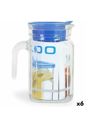 Stiklinė su Dangteliu ir Dozatorius Borgonovo Igloo Kvadratai Mėlyna 600 ml (6 vnt.)