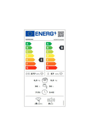 Washer - Dryer Samsung WD90T534DBW/S3 9kg / 6kg Balta 1400 rpm