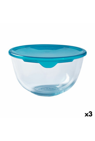 Apvali pietų dėžutė su dangteliu Pyrex Cook & Store 16 x 16 x 10 cm Mėlyna 1 L Silikoninis stiklas (3 vnt.)