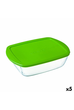 Stačiakampė priešpiečių dėžutė su dangteliu Pyrex Cook&store Px Žalia 2,5 L 28 x 20 x 8 cm stiklas Silikoninis (5 vnt.)