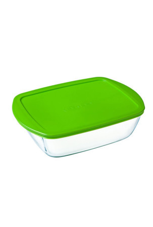 Stačiakampė priešpiečių dėžutė su dangteliu Pyrex Cook&store Px Žalia 2,5 L 28 x 20 x 8 cm stiklas Silikoninis (5 vnt.)