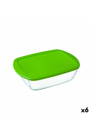 Stačiakampė priešpiečių dėžutė su dangteliu Pyrex Cook & Store Žalia 1,1 L 23 x 15 x 7 cm Silikoninis stiklas (6 vnt.)