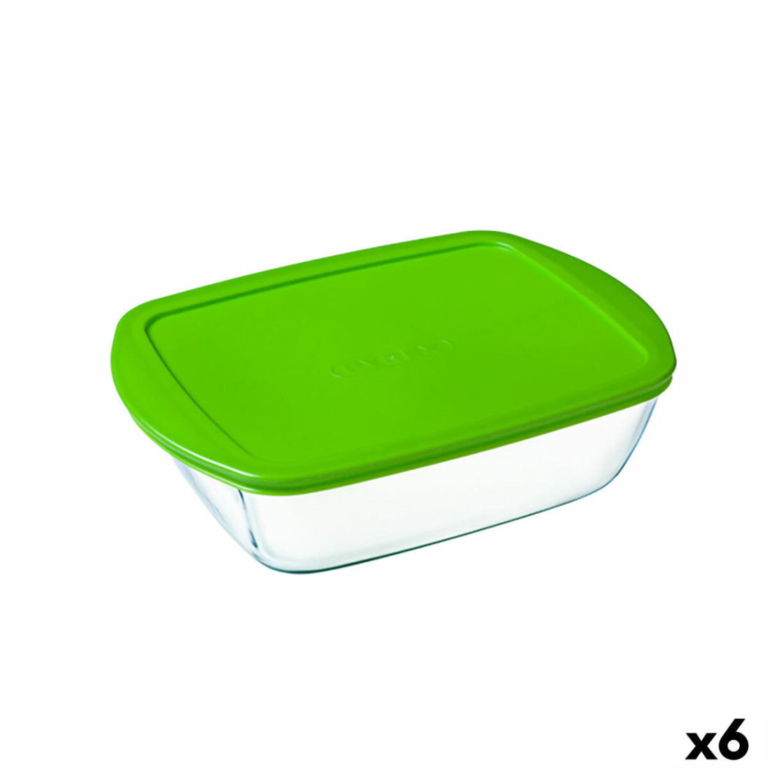 Stačiakampė priešpiečių dėžutė su dangteliu Pyrex Cook & Store Žalia 1,1 L 23 x 15 x 7 cm Silikoninis stiklas (6 vnt.)