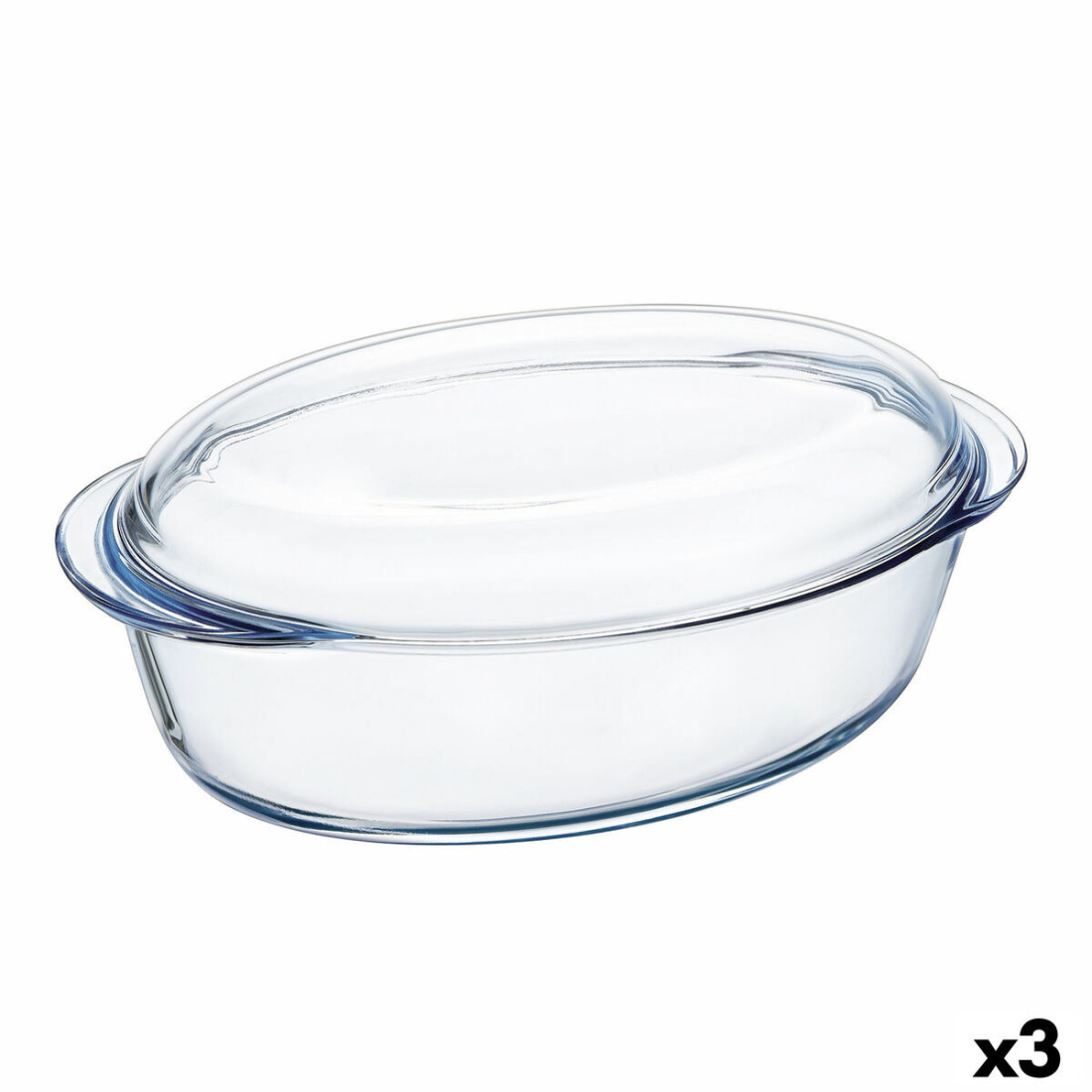 Orkaitės Indas Pyrex Classic Vidrio Skaidrus stiklas 33 x 20 x 10 cm Su dangteliu (3 vnt.)