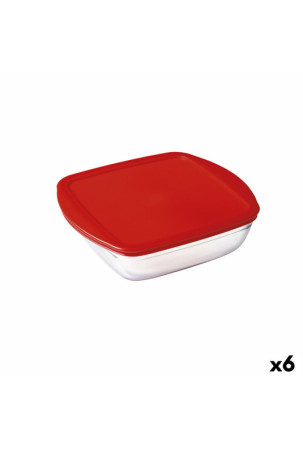 Kvadratinė pietų dėžutė su dangteliu Ô Cuisine Cook & Store Raudona 1 L 20 x 17 x 6 cm Silikoninis stiklas (6 vnt.)