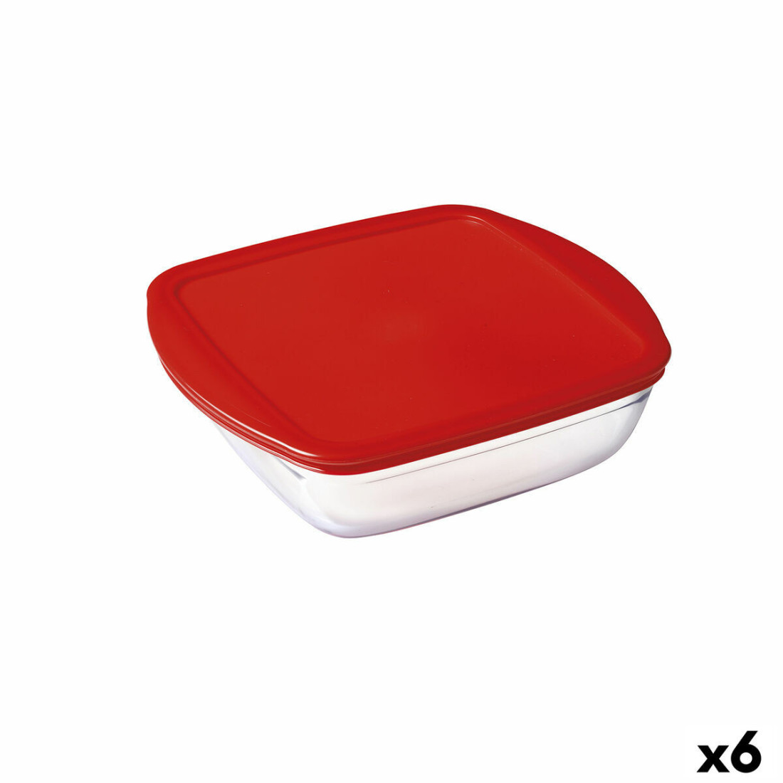 Kvadratinė pietų dėžutė su dangteliu Ô Cuisine Cook & Store Raudona 1 L 20 x 17 x 6 cm Silikoninis stiklas (6 vnt.)