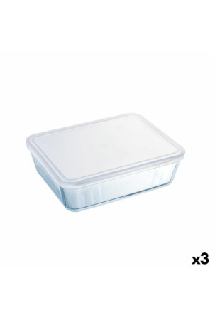 Stačiakampė priešpiečių dėžutė su dangteliu Pyrex Cook&freeze 28 x 23 x 10 cm 4,2 L Skaidrus stiklas Silikoninis (3 vnt.)