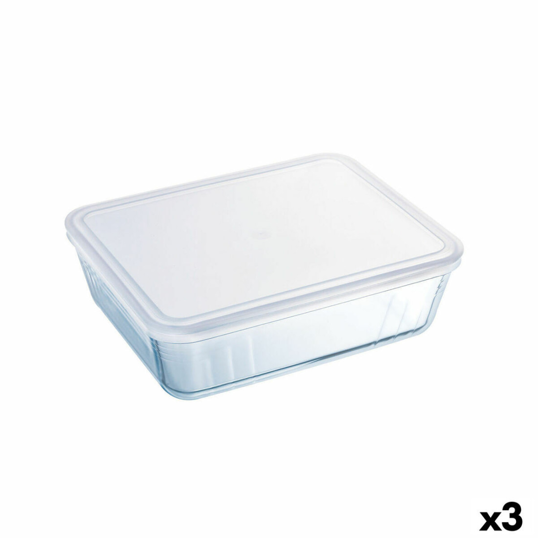 Stačiakampė priešpiečių dėžutė su dangteliu Pyrex Cook&freeze 28 x 23 x 10 cm 4,2 L Skaidrus stiklas Silikoninis (3 vnt.)