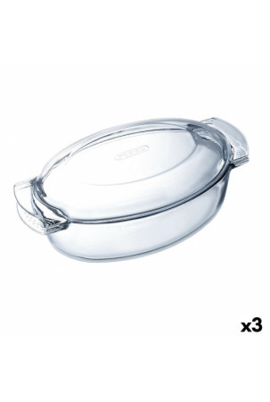 Orkaitės Indas Pyrex Classic Vidrio Skaidrus stiklas ovalus 39 x 23 x 15 cm Su dangteliu (3 vnt.)