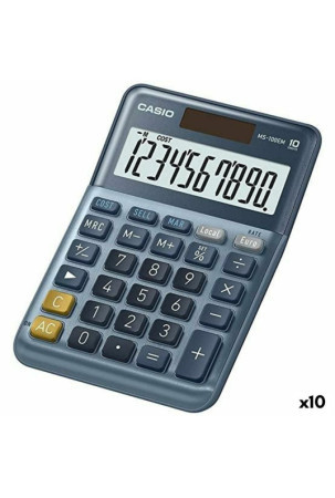 Skaičiuotuvas Casio MS-100EM Mėlyna (10 vnt.)