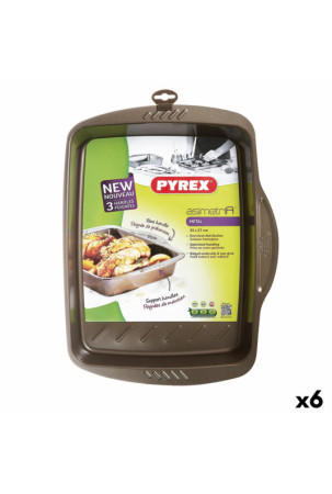 Stačiakampė liejimo forma Pyrex Asimetria Juoda Metalinis 35 x 27 cm Stačiakampis (6 vnt.)