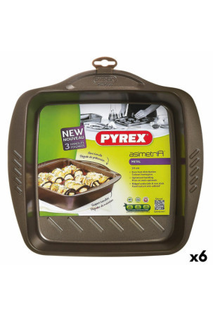 Orkaitė forma Pyrex Asimetria Kvadratai Juoda Metalinis 24 x 24 cm (6 vnt.)