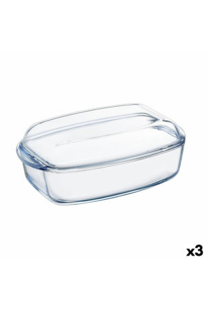 Serviravimo Lėkštė Pyrex Classic Su dangteliu 4,5 L 38 x 22 x 11 cm Skaidrus stiklas (3 vnt.)