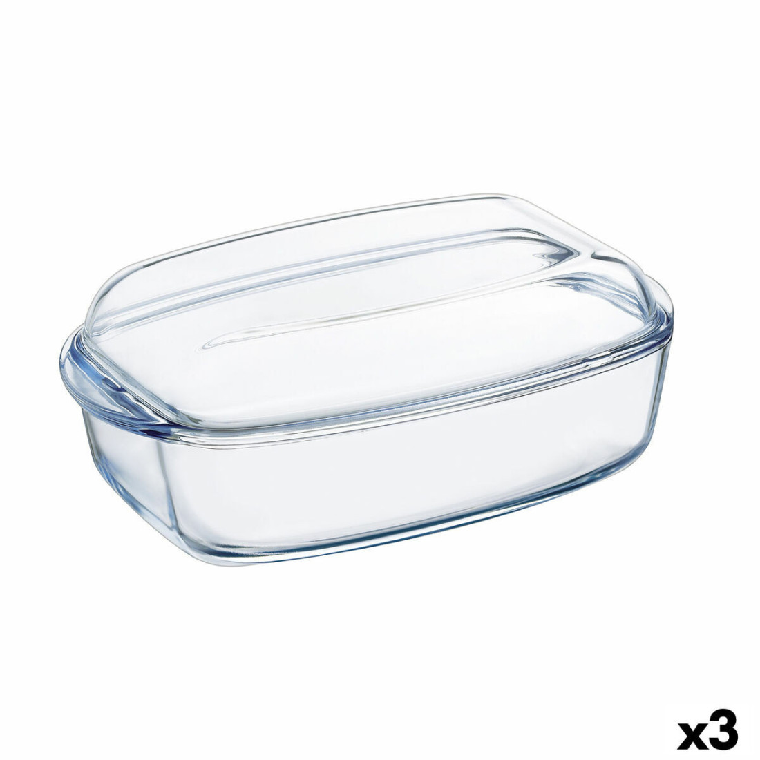 Serviravimo Lėkštė Pyrex Classic Su dangteliu 4,5 L 38 x 22 x 11 cm Skaidrus stiklas (3 vnt.)