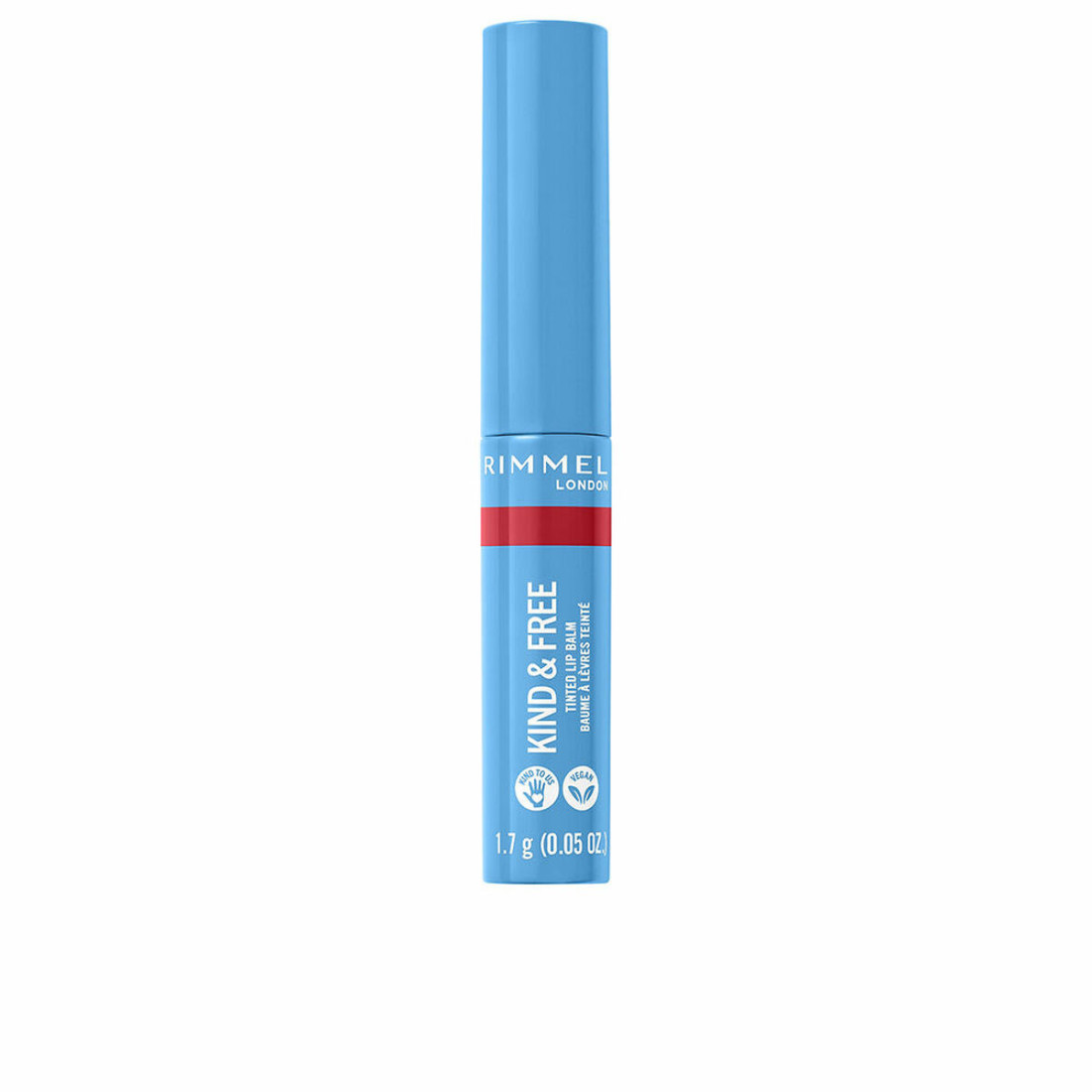 Spalvotas lūpų balzamas Rimmel London Kind & Free Nº 005-turbo red (1,7 g)