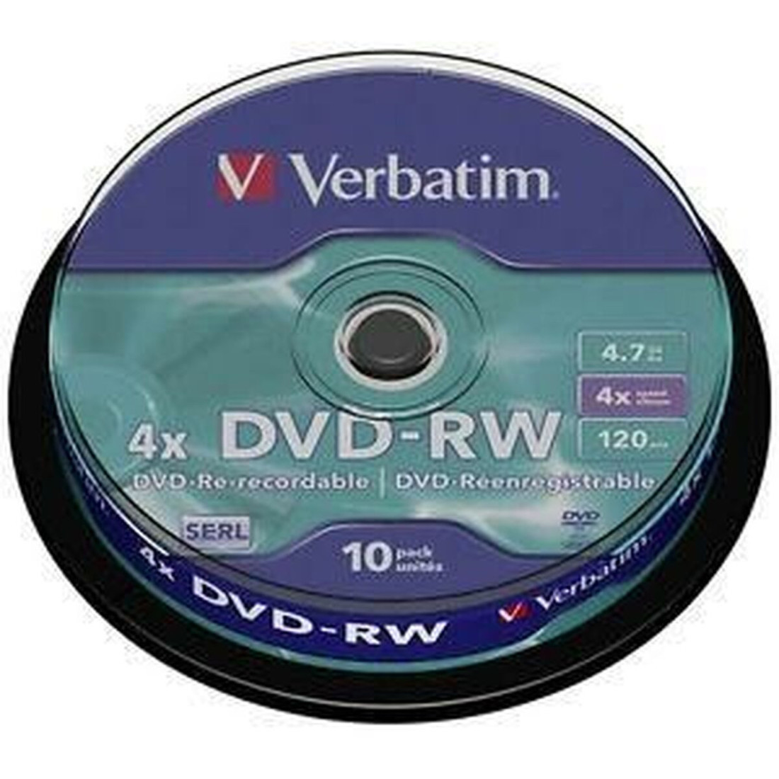 DVD-RW Verbatim 10 vnt. Juoda 4,7 GB 4x (10 vnt.)