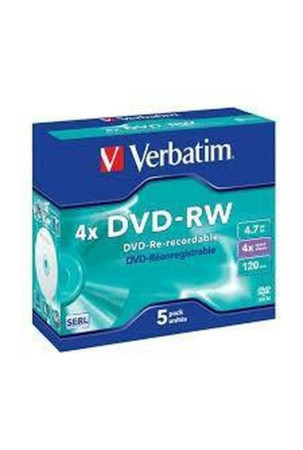 DVD-RW Verbatim 5 vnt. Juoda 4,7 GB 4x (5 vnt.)