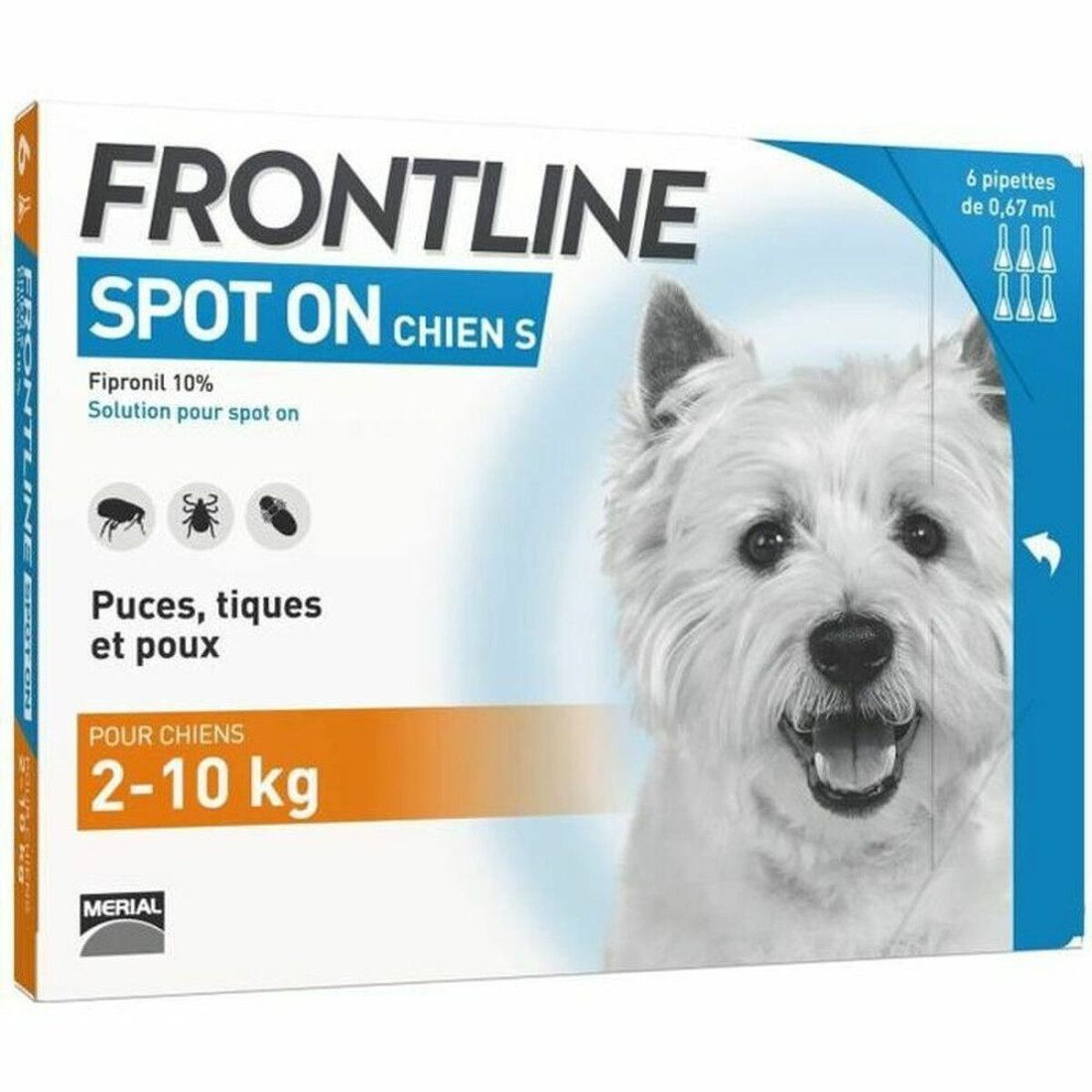 Pipetė šunims Frontline Spot On 2-10 Kg