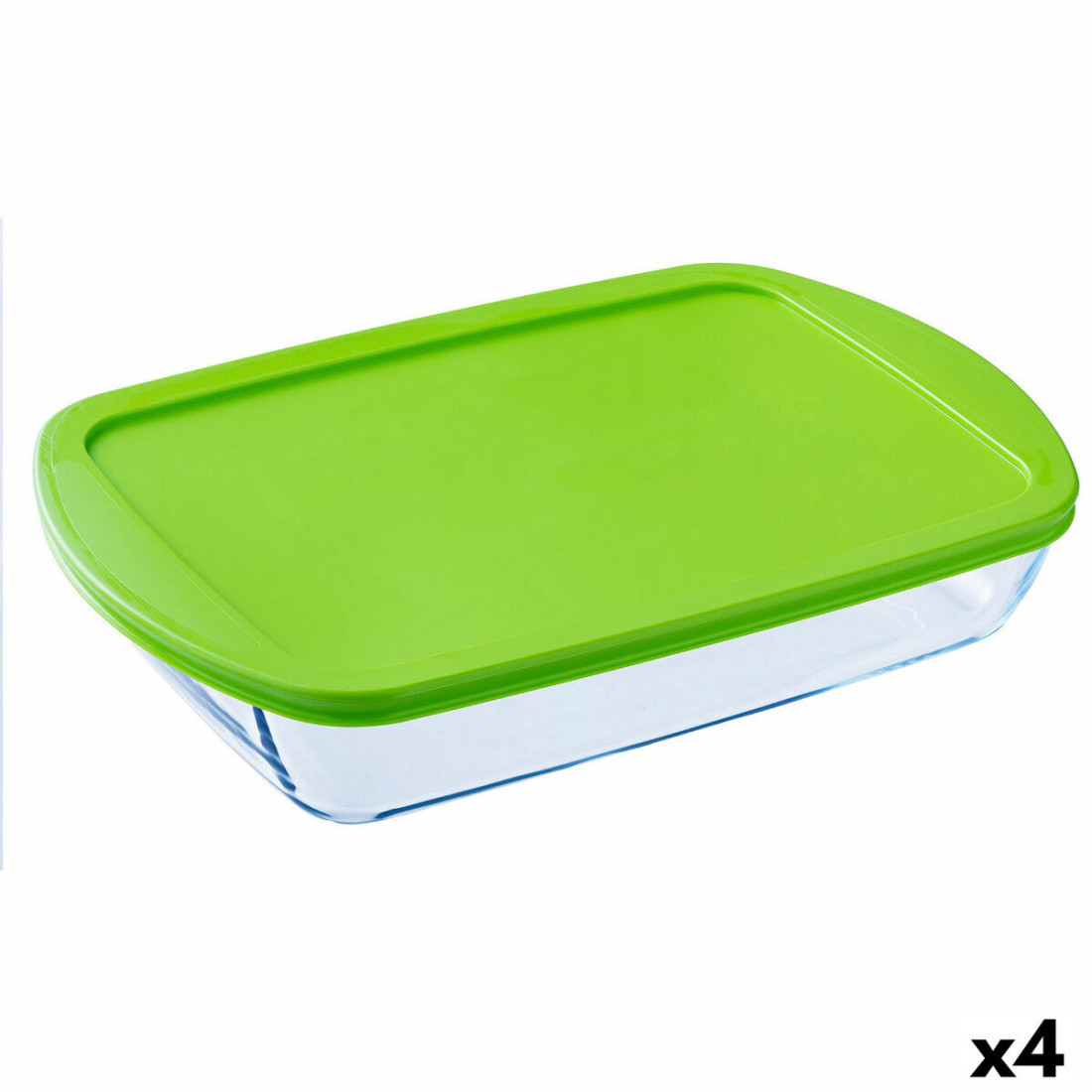 Stačiakampė priešpiečių dėžutė su dangteliu Pyrex Cook & store Skaidrus Silikoninis stiklas (4,5 L) (4 vnt.)