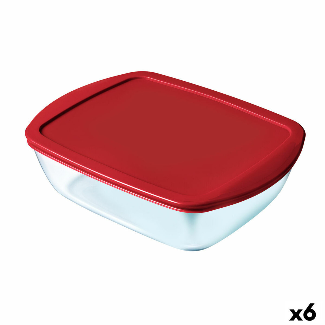 Hermetiška priešpiečių dėžutė Pyrex Cook & store Raudona stiklas (400 ml) (6 vnt.)