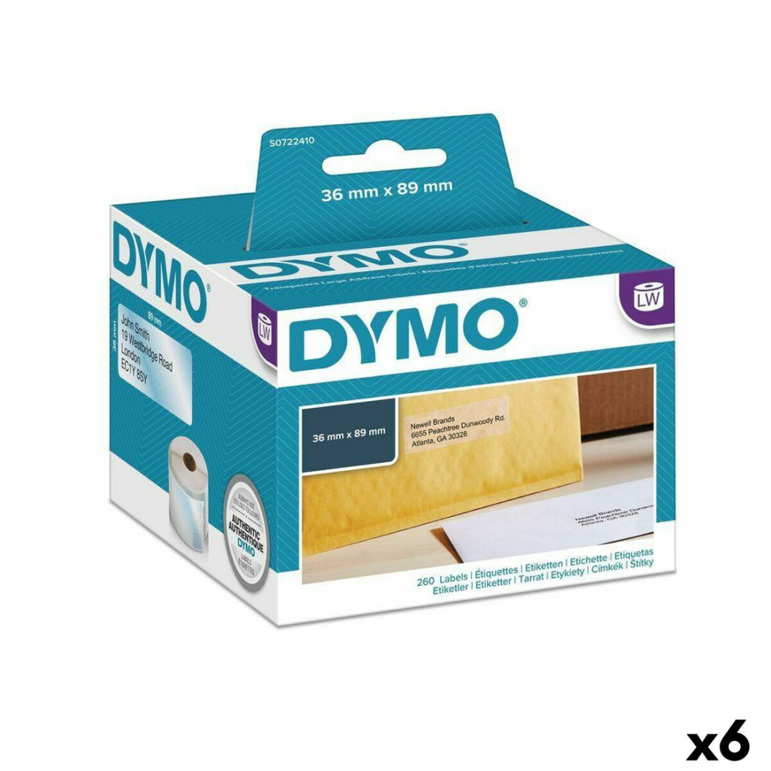 Etiketės spausdinimui Dymo 89 x 36 mm LabelWriter™ Skaidrus (6 vnt.)