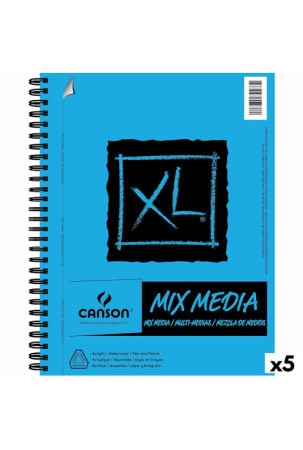 Piešimo bloknotas Canson XL Mix Media Balta A4 Popierius 5 vnt. 30 Paklodės 300 g/m²