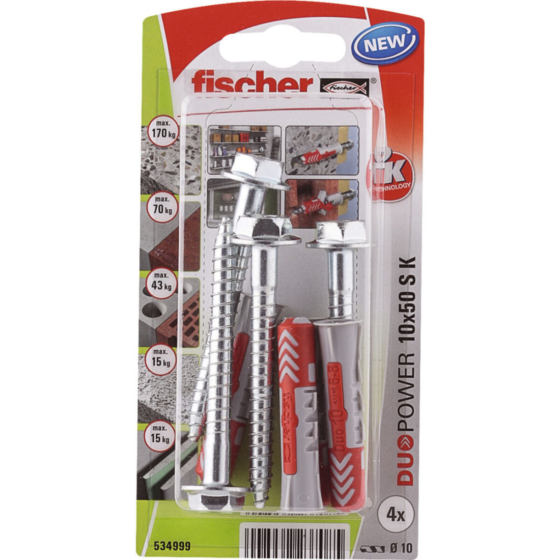 Varžtų dėžutė Fischer duopower 4 Dalys 10 x 50 mm