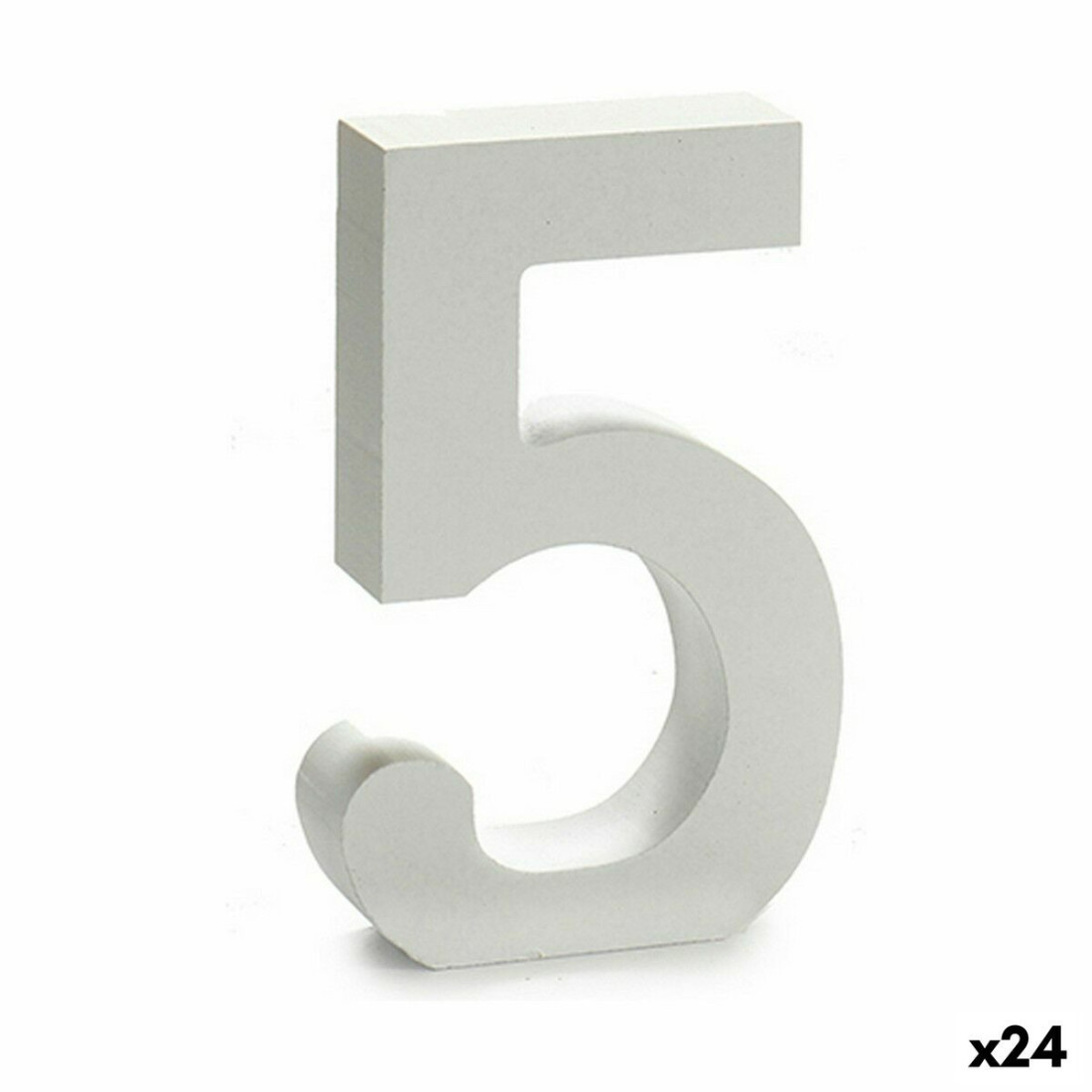 Numeriai 5 Medžio Balta (2 x 16 x 14,5 cm) (24 vnt.)