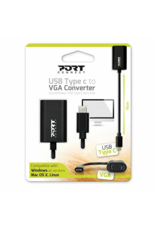 USB C – VGA adapteris Port Designs 900125 Juoda