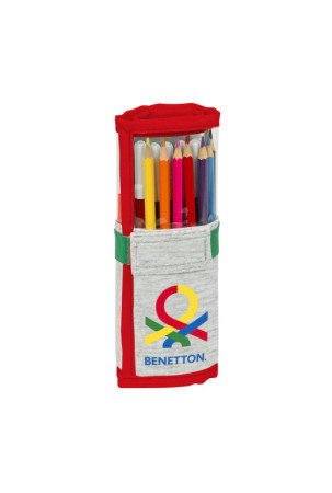 Mokyklinis penalas su priedais Benetton Pop Pilka (27 Dalys) (7 x 20 x 7 cm)