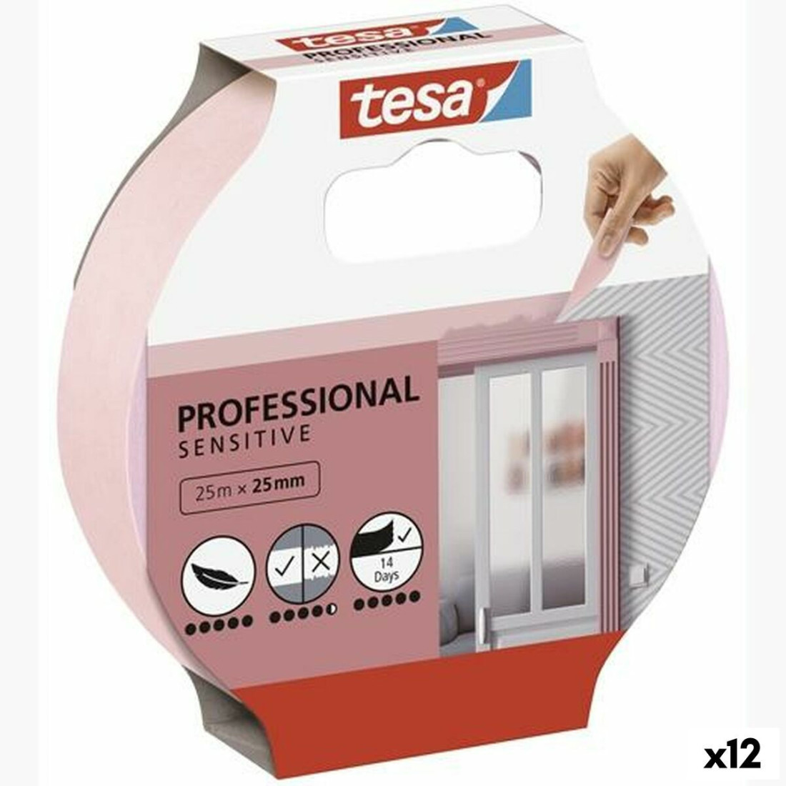 Lipni juosta TESA Professional Sensitive Dailininkas Rožinė 12 vnt. 25 mm x 50 m