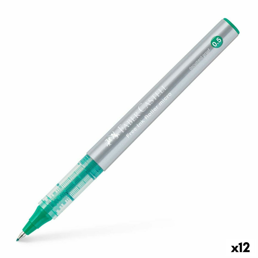 Rašiklis su skystu rašalu Faber-Castell Roller Free Ink Žalia 0,5 mm (12 vnt.)