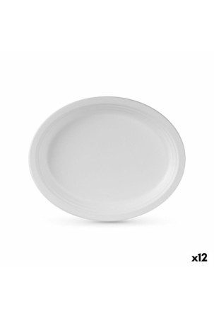 Plokštelių rinkinys Algon Vienkartinis Balta Cukranendrės Ovalus 26 cm (12 vnt.)